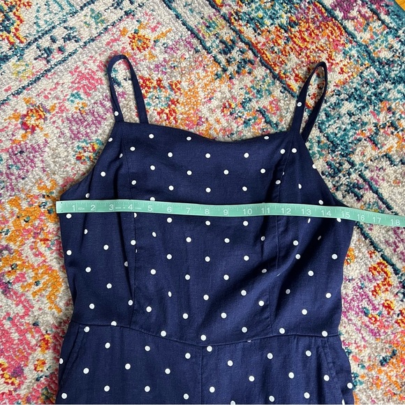 Old Navy Linen Navy polka dot jumpsuit Pockets‎ Smocked Back - Picture 12 of 15